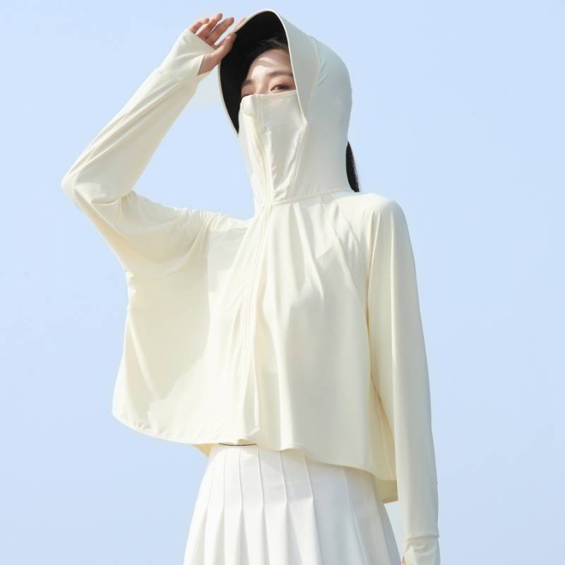 新款黑膠帽簷防曬衣女士防紫外線防曬服衫